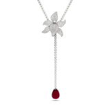 Cartier Caresse De Orchide Diamond and Rubellite Adjustable Platinum Necklace