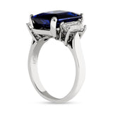 Estate Impressive 8.98 ct Emerald Cut Sapphire (GRS)  and Diamond 1.30 cttw 3-Stone Ring 15246