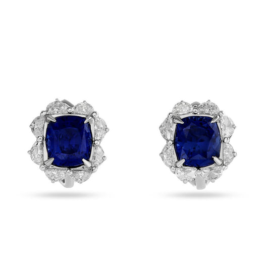 Estate Sapphire No Heat Madagascar (AGL) and Diamond Halo Earrings 15247