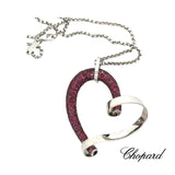 New Chopard 4.16 cttw Ruby 18K White Gold Heart Pendant & Chain MSRP $53060 14512