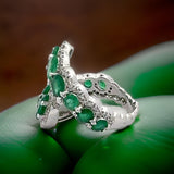 Estate 5.25 cttw Oval Emerald Diamond Bypass 18K White Gold Ring 15007