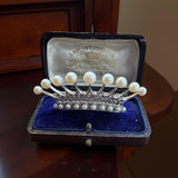 Designer Mikimoto Cultured Pearl and Platinum Crown Brooch