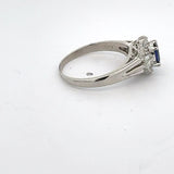 Estate .48 ct Oval Sapphire Diamond Platinum Ring 14818