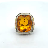 Citrine and Pearl Filigree 14K Tri Color Gold Ring