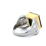 Estate 8.73 ct Green Tourmaline Diamond Platinum/18K Yellow Gold Ring 15360