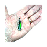 Estate Elongated 10.54 ct Pear Shape Green Tourmaline Diamond Platinum (2" Long) Pendant  15357