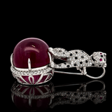 Estate Panthere 130.75ct. Rubellite, Diamond & Ruby Platinum Pendant/Brooch