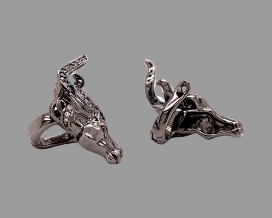 Black Rhodium .20 cttw Diamond Horse Earrings 03886