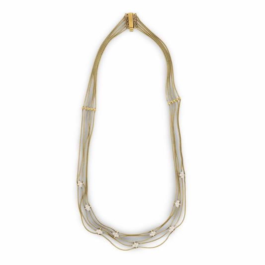 NYC Designer Jose Hess Diamond Multi Strand 18Kt Yellow Gold Necklace