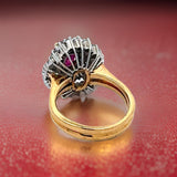 Estate 2.12 ct Fine Oval Ruby 1.90 cttw Diamond 18K Two-Tone Ring 15061