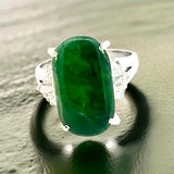 Estate 4.75 ct Jadeite Diamond Platinum Ring 14985