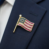 The Presidential American Flag Diamond, Ruby, Sapphire Lapel Brooch 14K Yellow Gold 15308