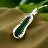 Estate Elongated 10.54 ct Pear Shape Green Tourmaline Diamond Platinum (2" Long) Pendant  15357