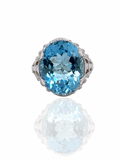 Estate 16.83 ct Aquamarine and Diamond Platinum Ring 12262