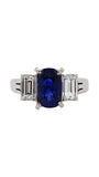 Estate Sapphire 2.02 ct No Heat Sri Lanka (GIA) and Diamond 3-Stone Ring 15245