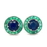 Art Deco Reproduction Aristocrat 2.40 cttw Sapphire and 1.43 cttw Emerald Earrings 13542