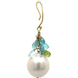 Estate 15 mm South Sea Pearl Semi Precious Dangle Earrings 13292