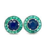 Art Deco Reproduction Aristocrat 2.40 cttw Sapphire and 1.43 cttw Emerald Earrings 13542