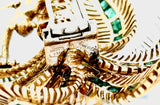Italian Modern 1980's 18K Yellow God 15.00 cttw Yellow Sapphire, Emerald and Diamond Monkey on Palm Tree Brooch