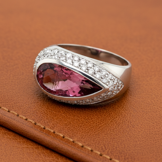 Estate Designer 2.60 ct Tourmaline Diamond Ring 12959