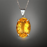 Estate 20.88 ct Citrine Oval Platinum Pendant 14835