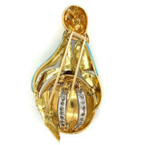 Estate Designer Walrus Diamond Enamel Pendant/ Brooch 13392