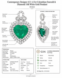 Contemporary Designer A.V. 4.15ct Colombian Emerald & Diamond 14K White Gold Pendant