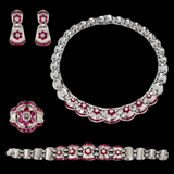 Estate Designer Mouawad Ruby Diamond Necklace Bracelet Ring Earrings Suite 09329