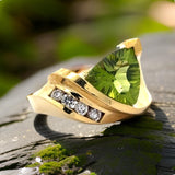 Estate 2.31 ct Peridot Diamond 18K YG Ring 15496