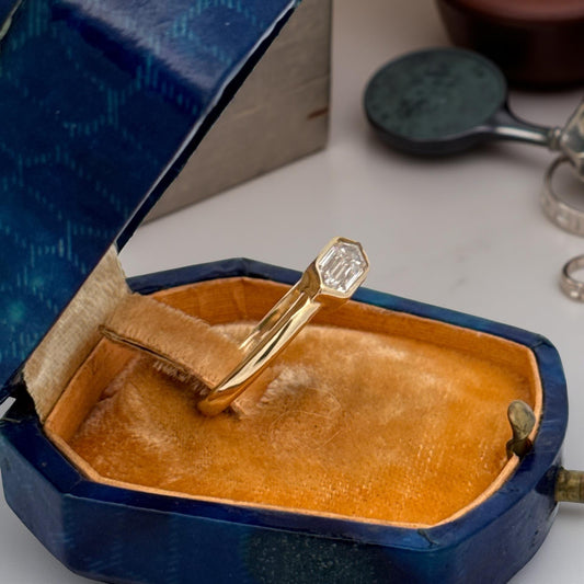 Custom Made .72ct. Hex Cut Diamond 18K Yellow Gold Ring