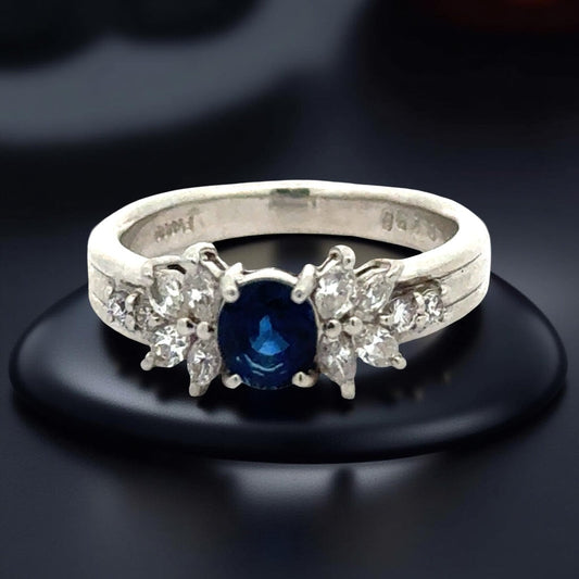 Sapphire and Diamond Platinum Ring