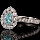 Designer M.C. Marchisio Natural Paraiba Tourmaline & Diamond 18KT White Gold Ring