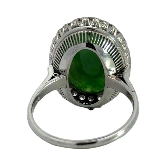 Estate Jade Cabochon and Diamond Ring 15269