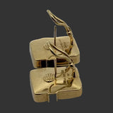 Designer Angela Cummings Black Enamel and 18Kt Yellow Gold Weave Earrings