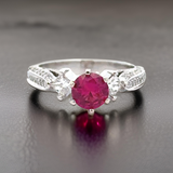 Designer EMJ Ruby and Diamond 18K White Gold Ring 14844