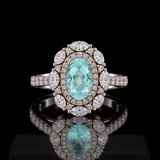 Designer M.C. Marchisio Natural Paraiba & Diamond 18KT White Gold Ring