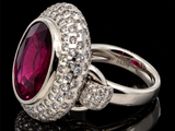 Estate Designer 26.26ct. Rubellite & Diamond Platinum Ring