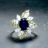 Estate Gem 1.16 ct Oval Sapphire & 1.37 cttw Fancy Yellow & White Diamond Platinum Ring 15077