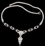 Classy Estate 12.00 ctw Diamond Onyx Platinum Necklace 14105