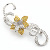 Dramatic 2.75" Long Diamond 18k Gold Brooch