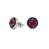 Art Deco Reproduction Aristocrat 1.79 cttw Ruby and 1.42 cttw Sapphire Earrings 13545