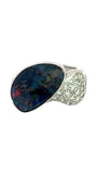 Estate Designer Freeform 4.26ct Black Opal Diamond Platinum Ring 14983