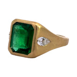 Estate Emerald Cut Emerald 2.91 ct and Diamond 0.54 cttw 18K Yellow Gold Ring 15285