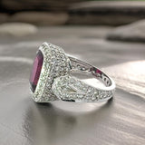 Important Estate Custom Designed 6.00 ct Cushion Cut Rubellite 2.71 cttw Diamond 14K White Gold Ring 15051