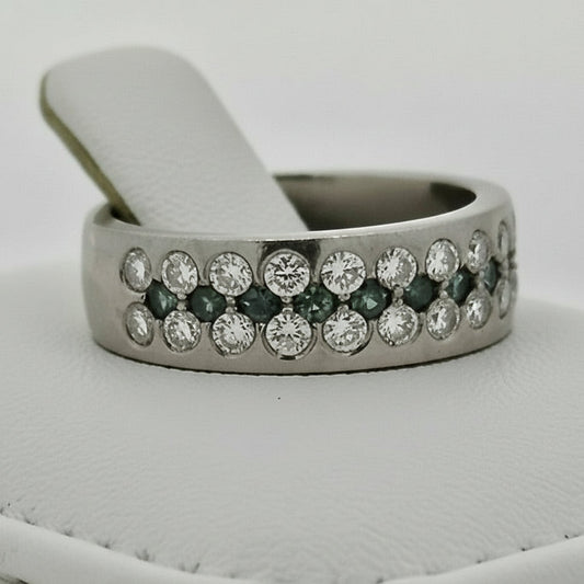 Natural Color Change Alexandrite and Diamond Platinum Ring