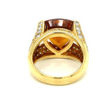 Estate Italian Designer 6.88 ct Citrine & Diamond 18k Yellow Gold Ring 15317