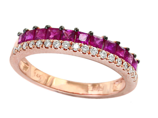 E.H. Collection 14K Rose Gold Ruby and Diamond Ring 13275