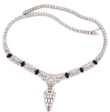 Classy Estate 12.00 ctw Diamond Onyx Platinum Necklace 14105