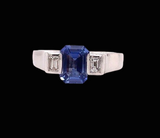 Estate Fine Ceylon 1.77 ct Sapphire .15 cttw Diamond Platinum Ring 10599