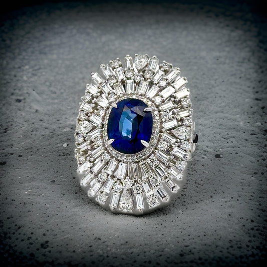 Estate Gem 6.68 ct Oval Sapphire & 5.95 cttw Diamond Ring 15458